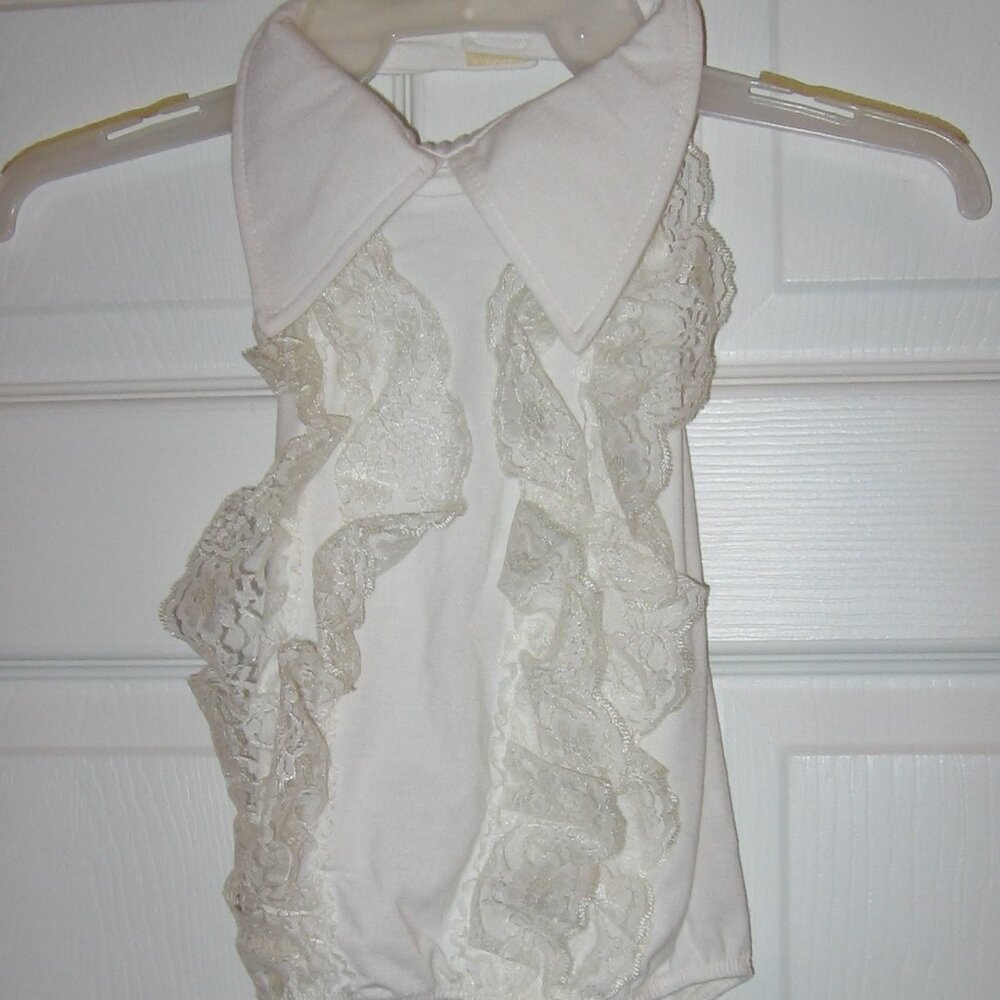 Have & Have Black Hot Pants Shorts & White Collared Lacy Halter Top Women's Larg - Picture 4 of 5